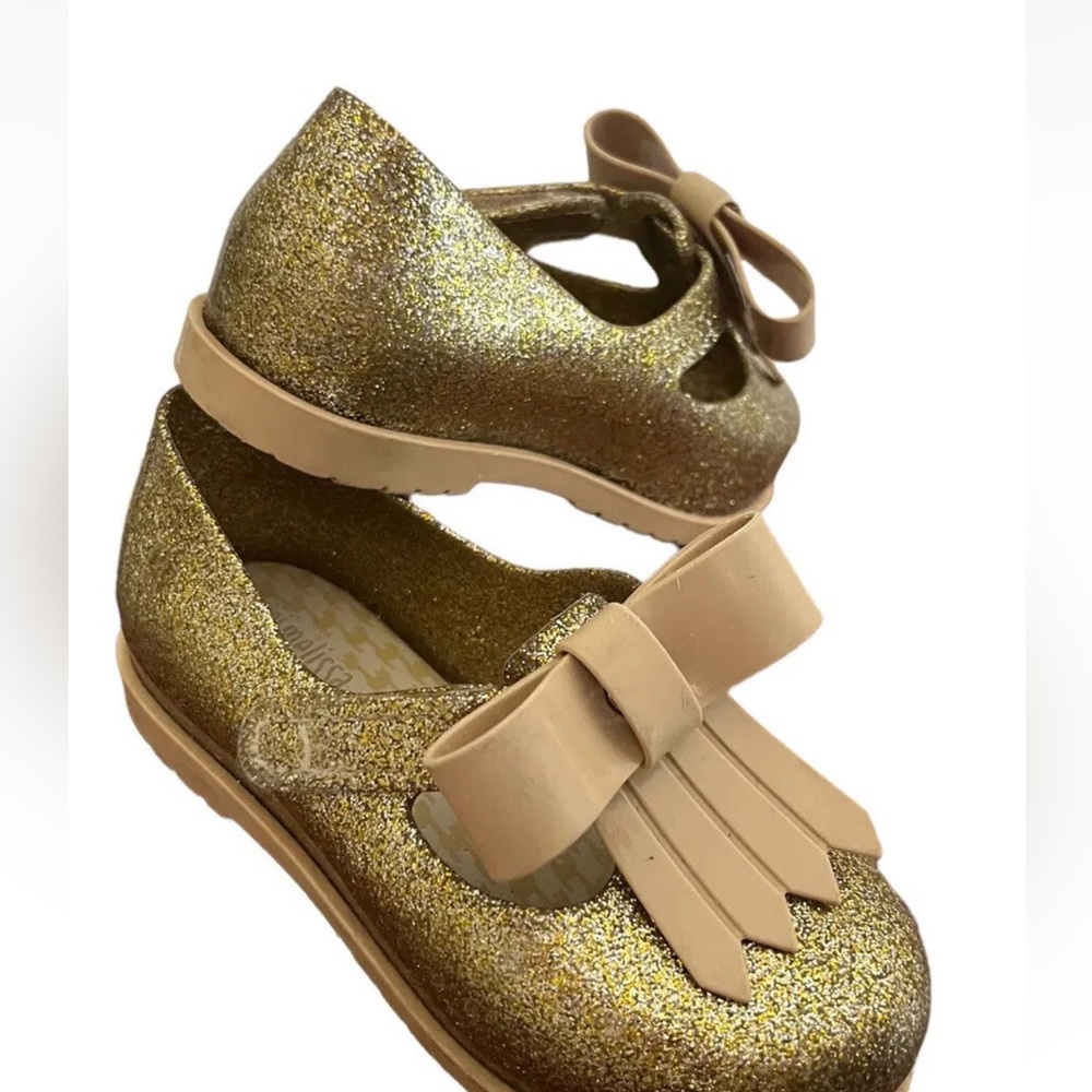 Mini Melissa Gold Bow Ultra Girl Sz 9 Toddler LK NW